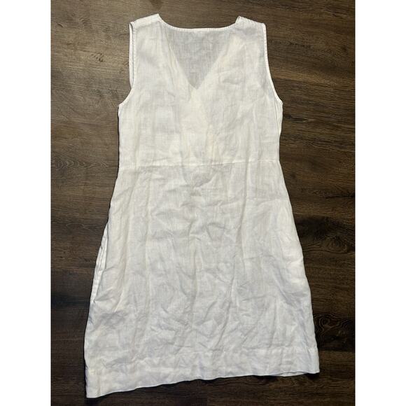 Garnet Hill Women's White Linen Sleeveless Dress Size 8 100% Linen Midi Dress - Picture 8 of 8
